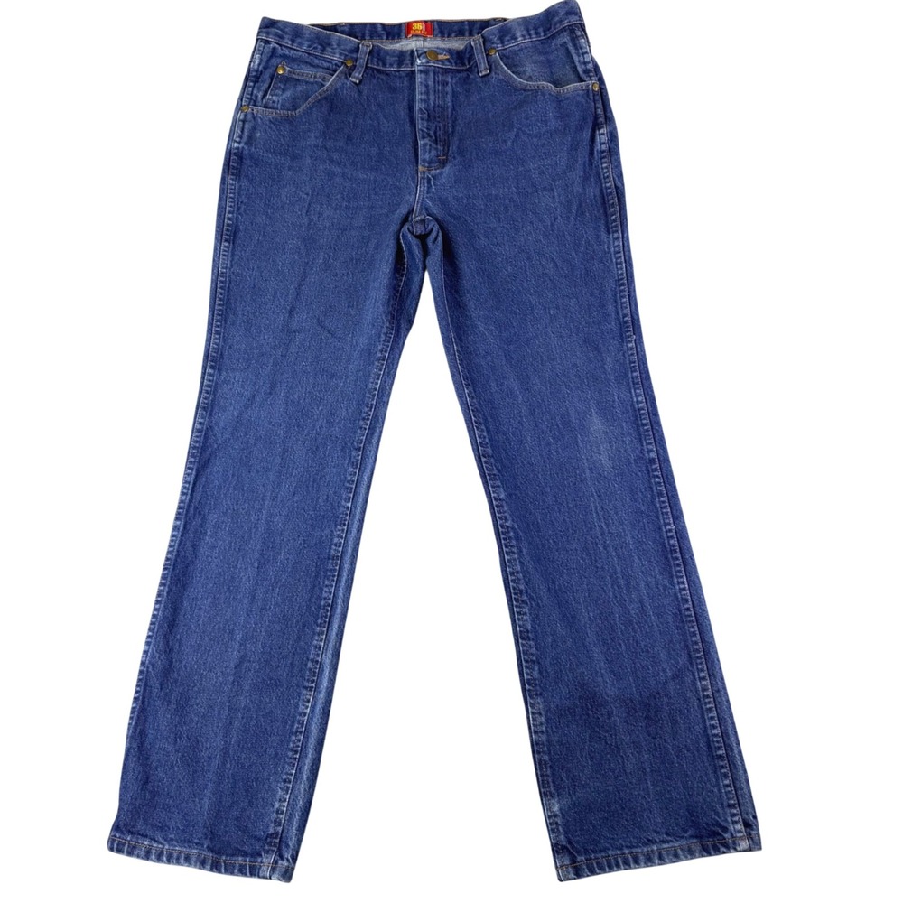 Wrangler 36x32 Blue Slim Fit Jeans 36 MWZ Straight Leg Cowboy Western Workwear
